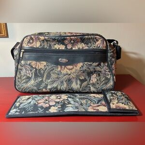 vintage Jaguar floral tapestry carry-on overnight bag